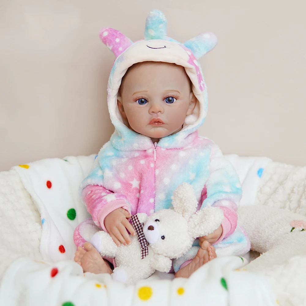 DOLL Realistic Newborn Full Silicone Vinyl Lifelike With Hair Heartbeat Magnetic Blinking Eyes Sleeping  Reborn Baby Dolls