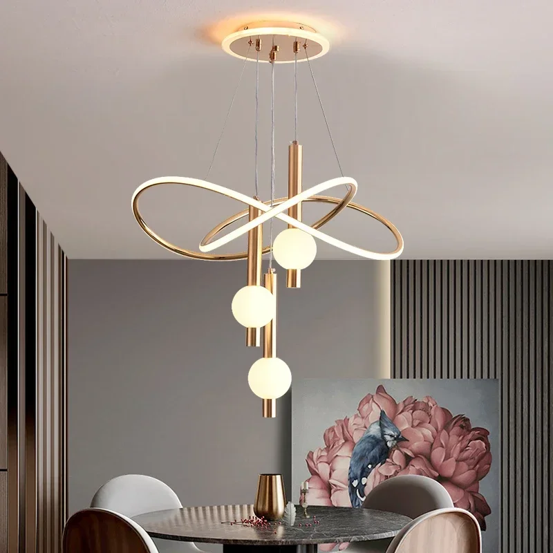 TechHP2025 Modern LED Pendant Light Chandelier For Dining Room Living Room Ceiling Lamp 3 Colors