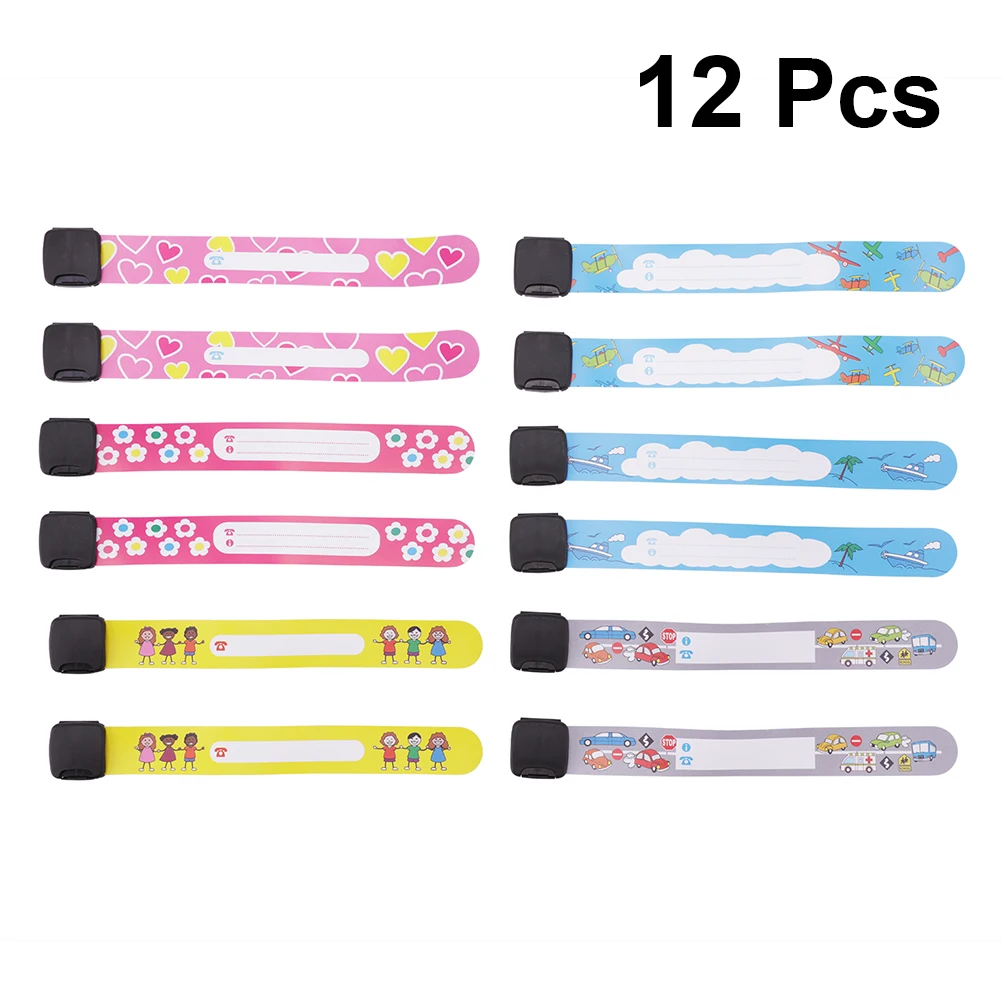 12pcs Children's Identification Waterproof Id Band PVC Waterproof Recognition Waterproof Id Band Children Anti-lost Outdoor