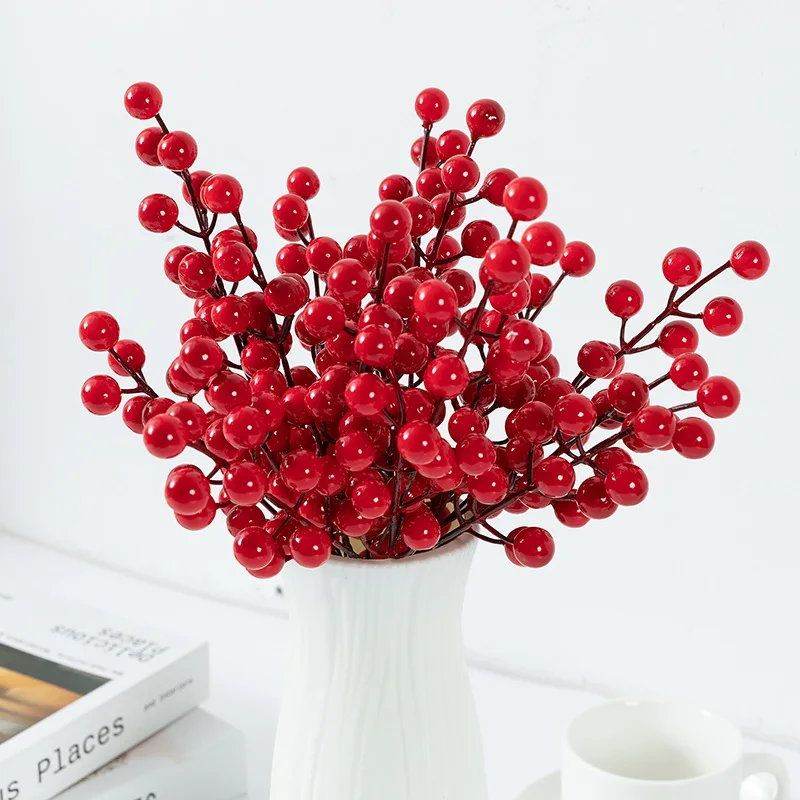 10pcs Simulated Christmas Fruit Red Berry Accessories Home Decoration 12 Forks Foam Red Fruit Wholesale Рождественские Фрукты