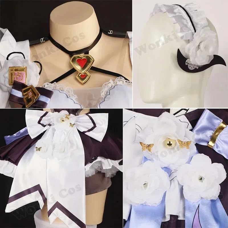 

2025 12 3 Cosplay Maid Dress Wig Pink Hair with Stockings Headwear Elysia Sexy Suit for Role Play Women Costumes