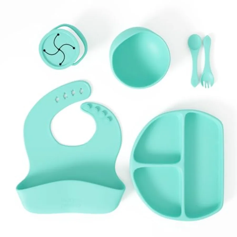 

Набор для прикорма младенцев Led Weaning зеленого цвета для кормления твердой пищей - пищевой силикон, 6 предметов