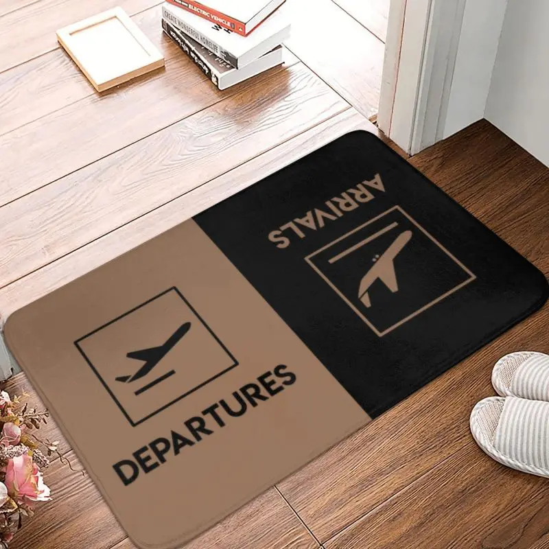 Plane Departures And Arrivals Front Door Mat Anti-Slip Outdoor Absorbent Aviation Doormat Floor Bathroom Entrance Rug Carpet