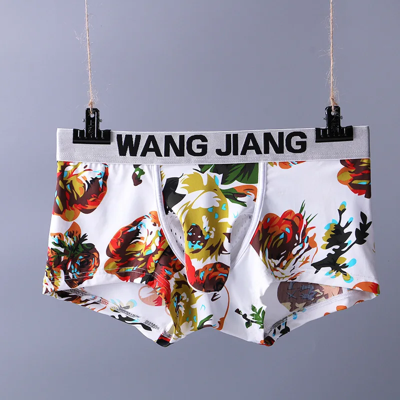 Wangjiang Heren Boxershorts Ijs Zijde Olifant Slipje Print U Zakje Scrotum Mesh Ademend Sexy Ondergoed Aparte Onderbroek