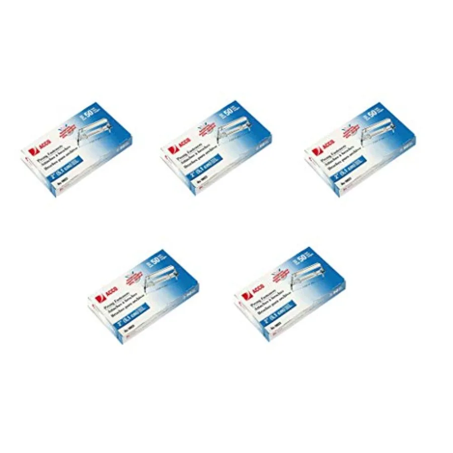 

Крепежные элементы ACCO Premium Prong Fastener для стандартного 2-дырочного перфоратора, полный комплект, 2 дюйма, 50 штук в коробке, 5 коробок, 250 крепежных элементов в общем количестве, A7070022