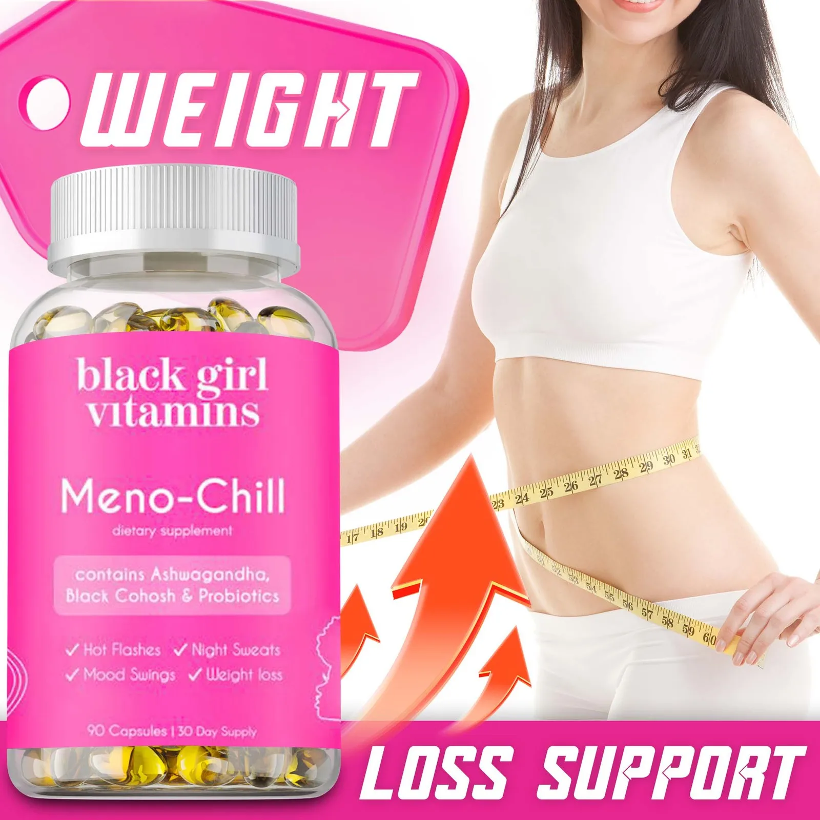 Meno-Chill - Hot Flashes, Night Sweats, and Mood Support | Weight Management Supplement, Hormone Balancing