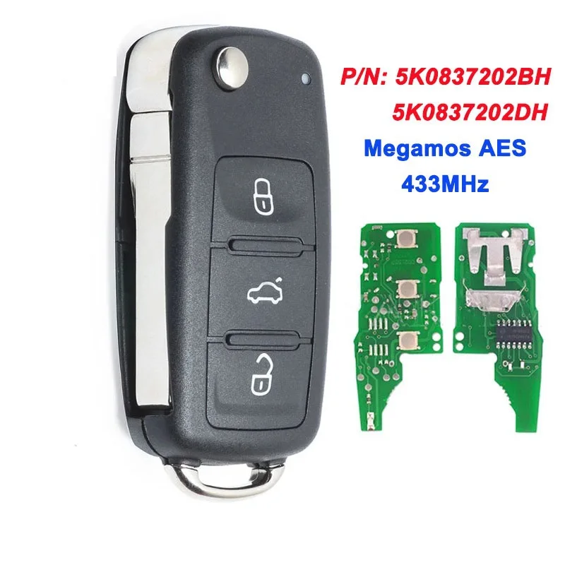 

Original Shape MQB Remote Key For VW Caddy Jetta Sharan Scirocco Polo Transporter Beetle Tiguan 5K0837202BH 5K0837202DH