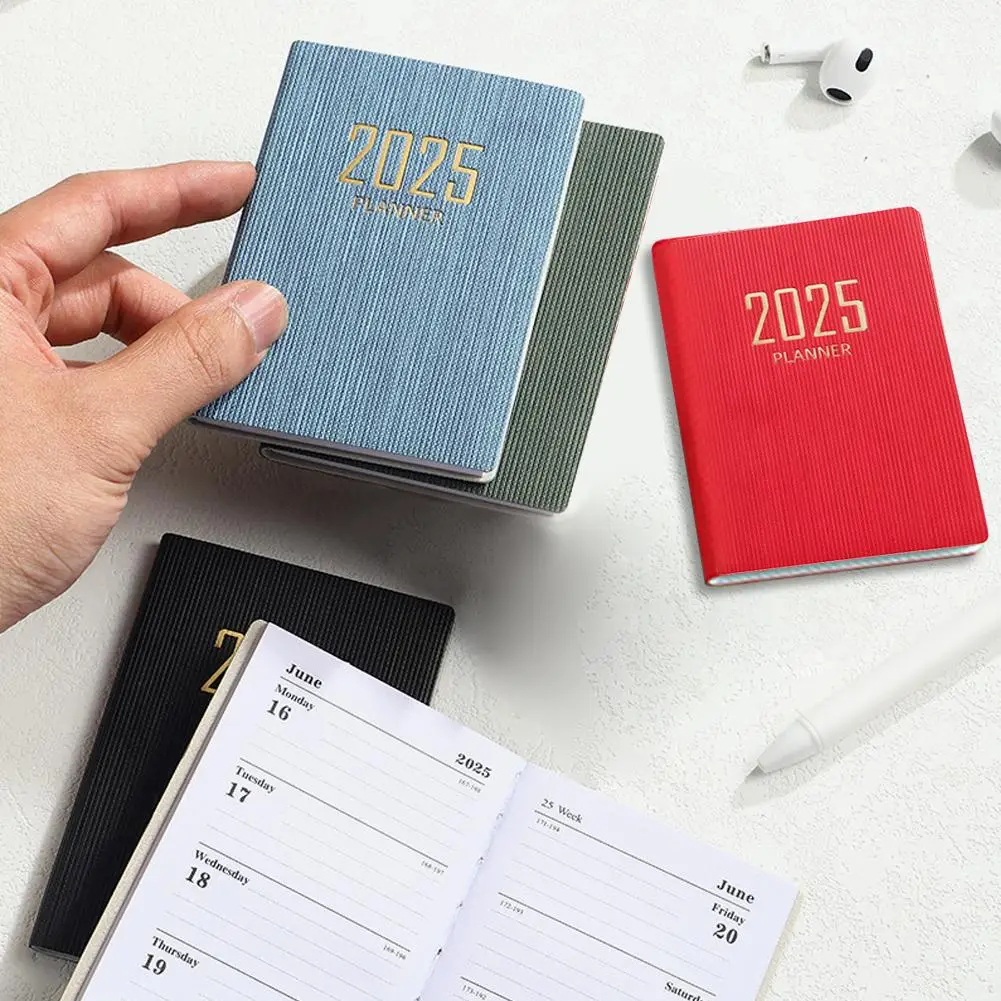 2025 A7 English Calendar Mini Agenda Book Portable Daily Weekly Planners A7 Schedule Notebooks Creative Small Pocket Notebook