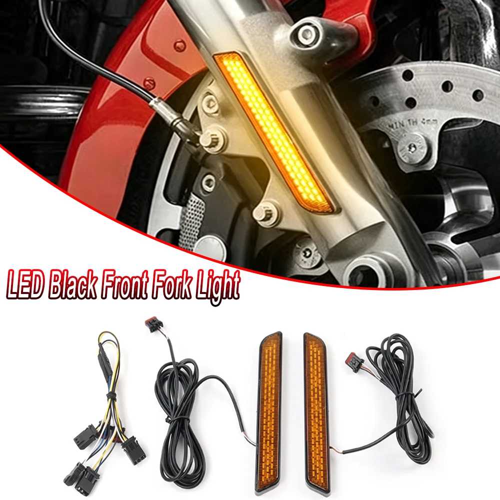 

For Harley Softail Low Rider ST El Diablo FXRST FXLRST Fat Boy 2022+UP NEW Motorcycle LED Black Front Fork Light Turn Signal