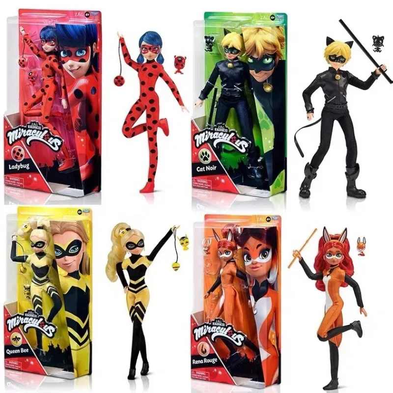 27cm Miraculous Anime Figure Ladybug Marinette Dupain-Cheng Black Cat Roll Action Figures Model Toy Doll Gift