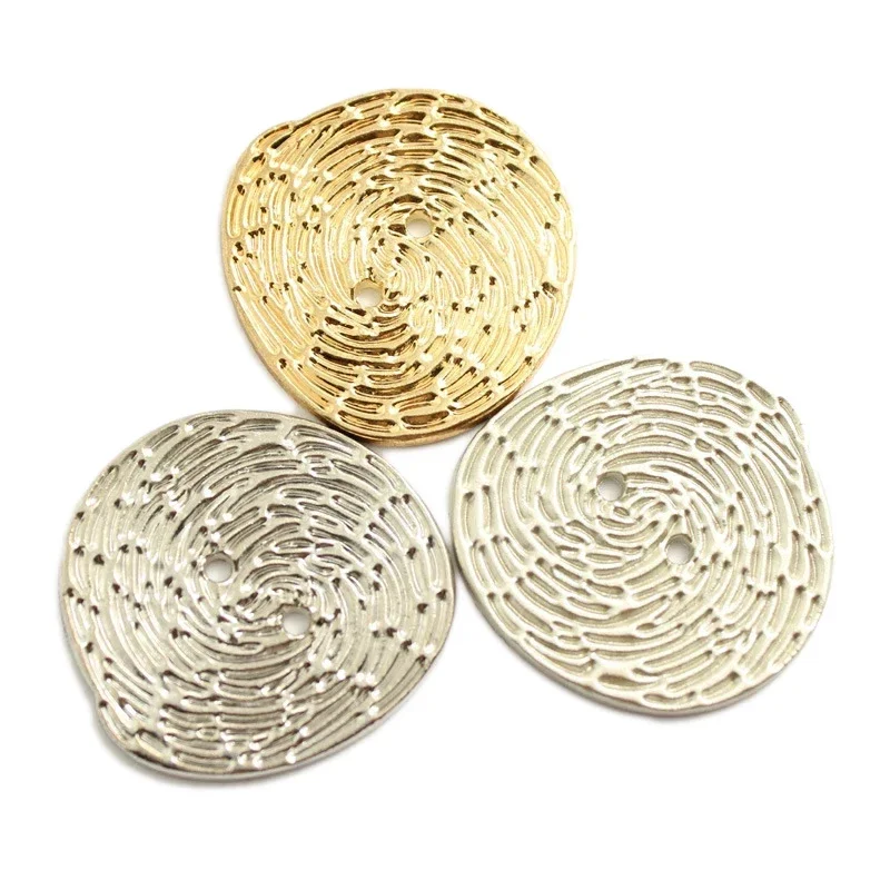 Irregular Shape Metal Buttons for Coat and Shirt, Vintage Jacket Button, Clothing Sewing Accessories, Shank Buttons, 35mm, 45mm,