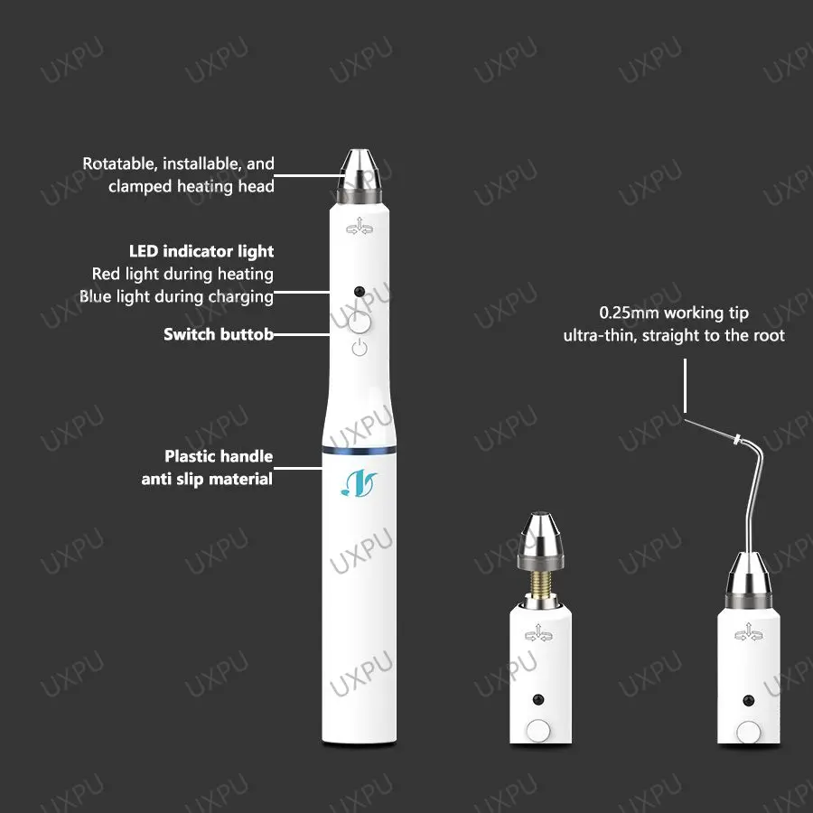 Bezprzewodowy system napełniania Uxpu Dental Gutta Percha Endo Podgrzewany długopis + 2-końcówkowy przyrząd do odontologii