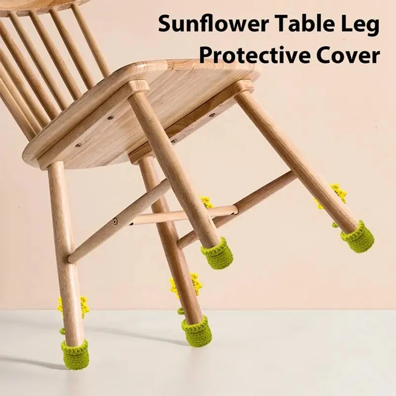 Hot Flower Chair Legs 4Pcs Chair Leg Floor Protector Furniture Sock Elastic Non-Slip Sunflower Design For Oval Furniture Leg