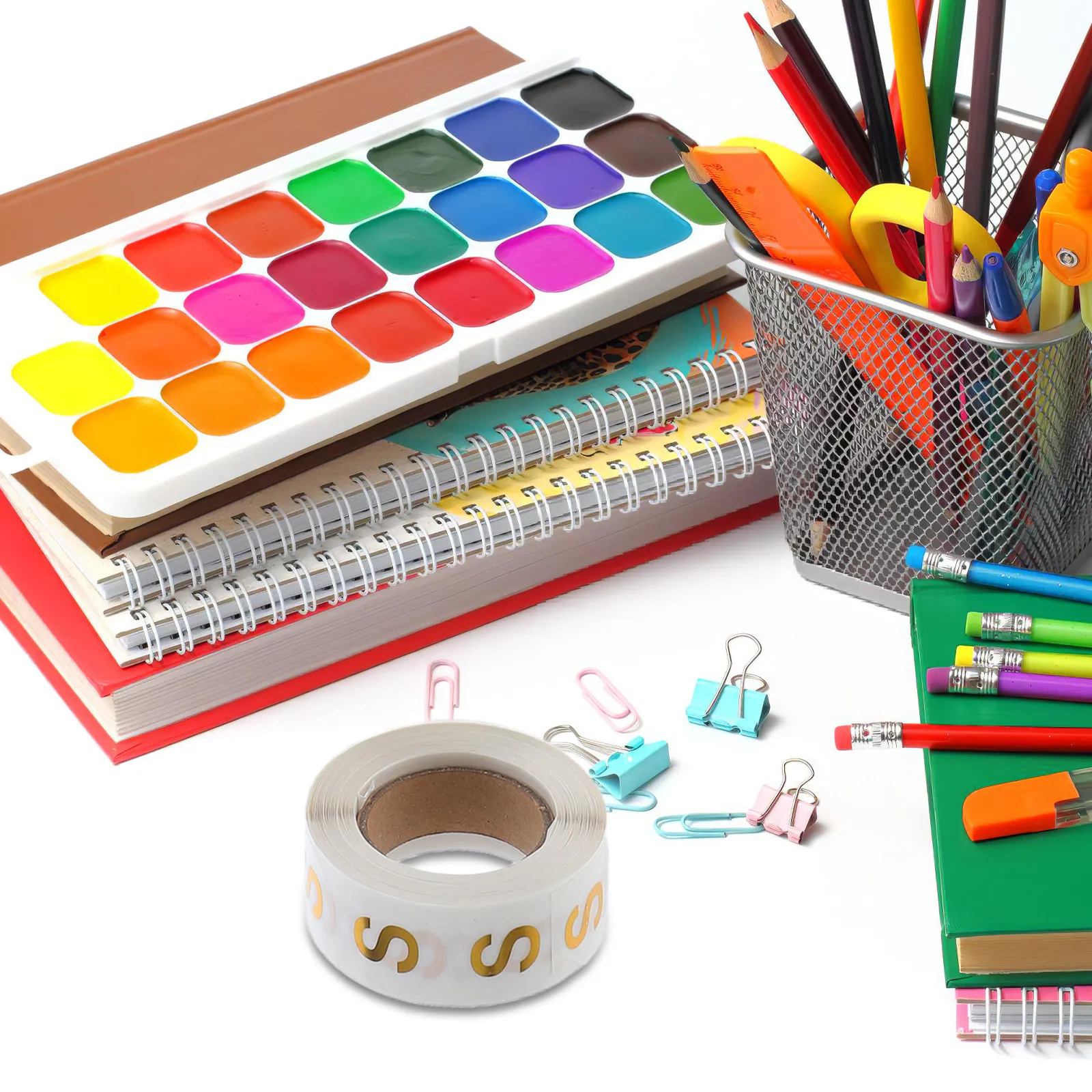 

6 рулонов наклеек для маркировки одежды S-3XL, 20 мм, круглые, прозрачная основа, золотая этикетка, для сортировки и хранения рубашек, футболок, одежды