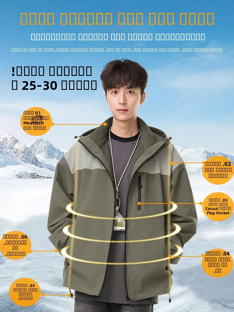 

Functional Spring Autumn Men's Jaet Outdoor Casual Hooded Workwear Coat Youth Trendy Loose Fit Polyester Nylon Cosite Fiber