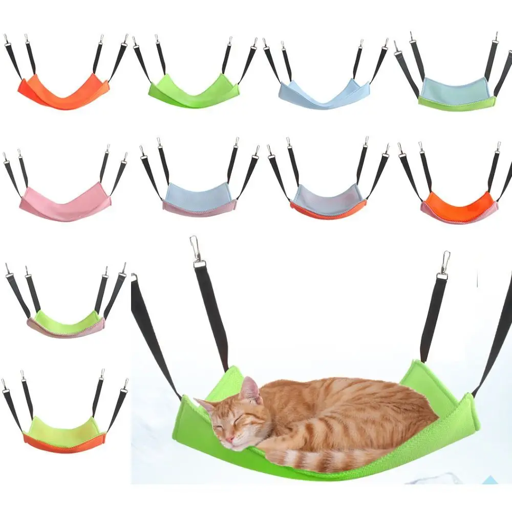 Cat Hammock Bed Hanging Pet Cage Hammock Soft Cat House Cushion Mat Summer Cooling Pet Basket Tapestry Pet Accessories