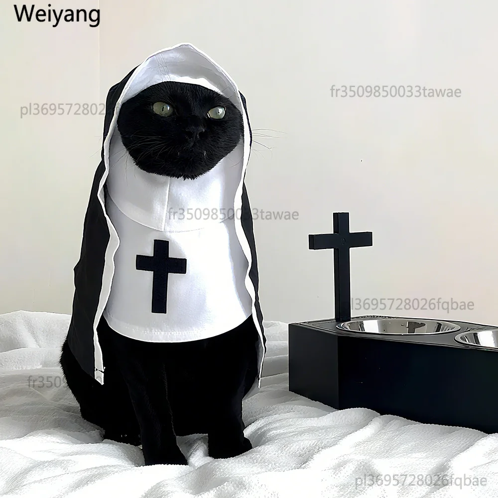 Divertenti costumi di Halloween per gatti, abiti per feste in maschera, vestiti da gattino, da Gesù, da suora, per cani di piccola e media taglia, gatti, cuccioli, accessori per animali domestici.
