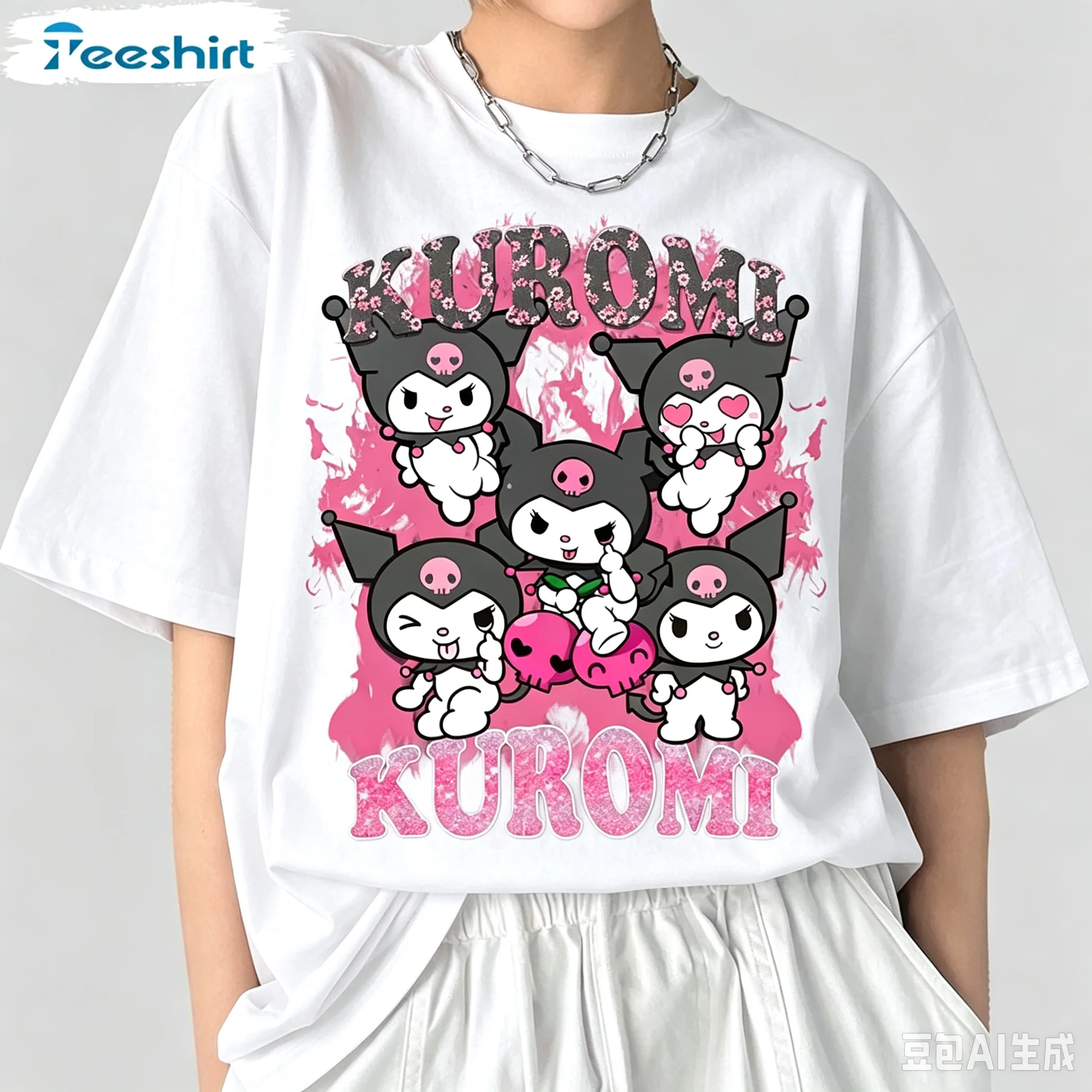2026 Kuromi Fashion Shirt Hello Kitty and Friends Halloween Neutral Comfortable T-shirt Y2K INS