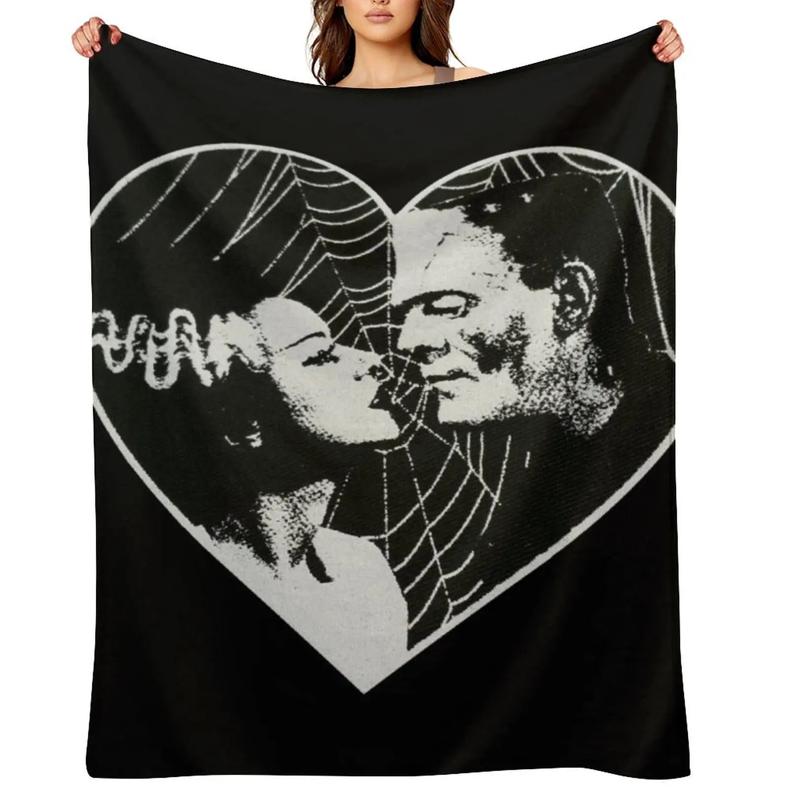 

Frankenstein and Bride Goth Emo Heart Throw Blanket Luxury St Tourist Beach Luxury Designer Blankets