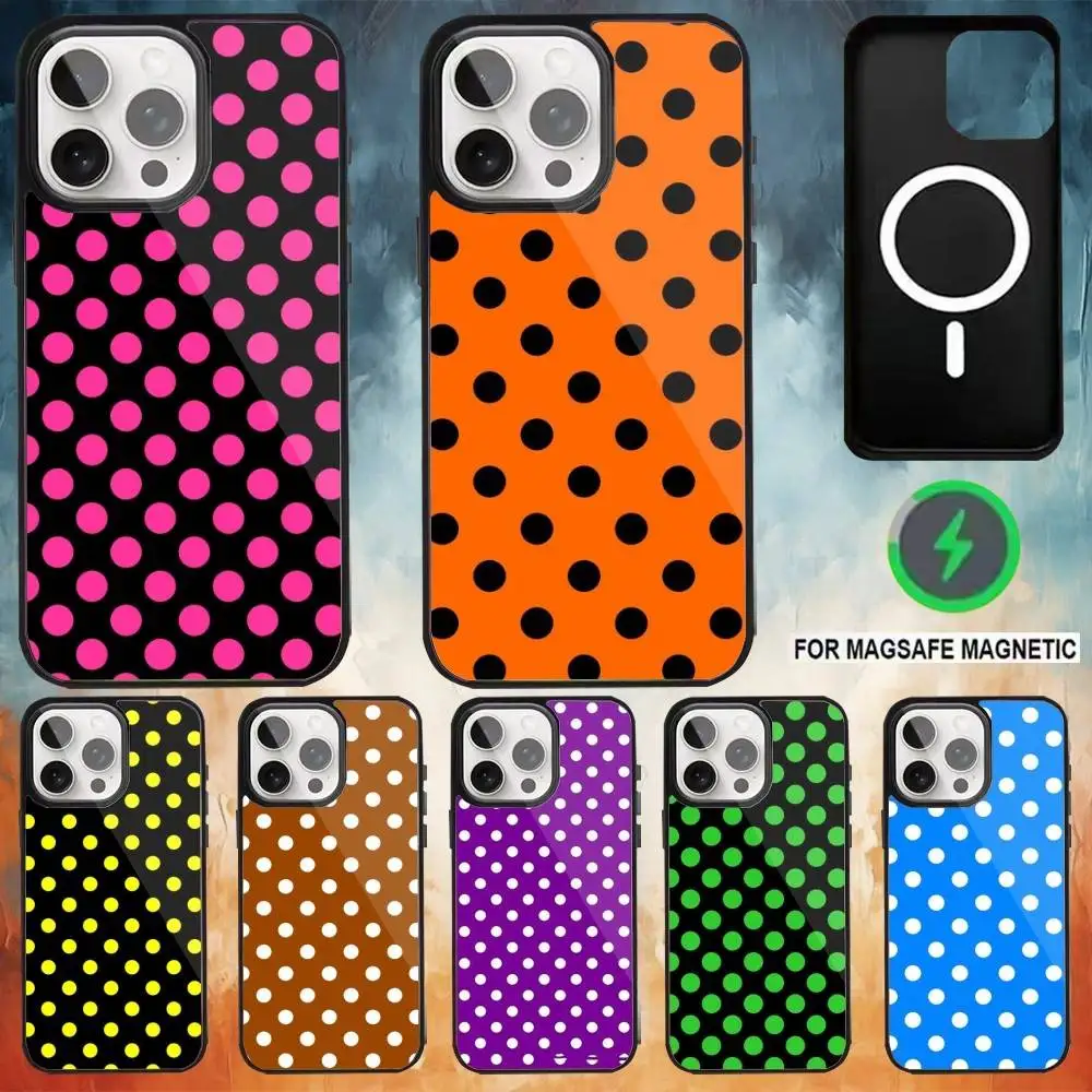 

Polka Dots Pattern Design Phone Case For iPhone 17 16 15 14 13 12 Pro Max Plus for Magsafe Mirror Wireless Magnetic Cover