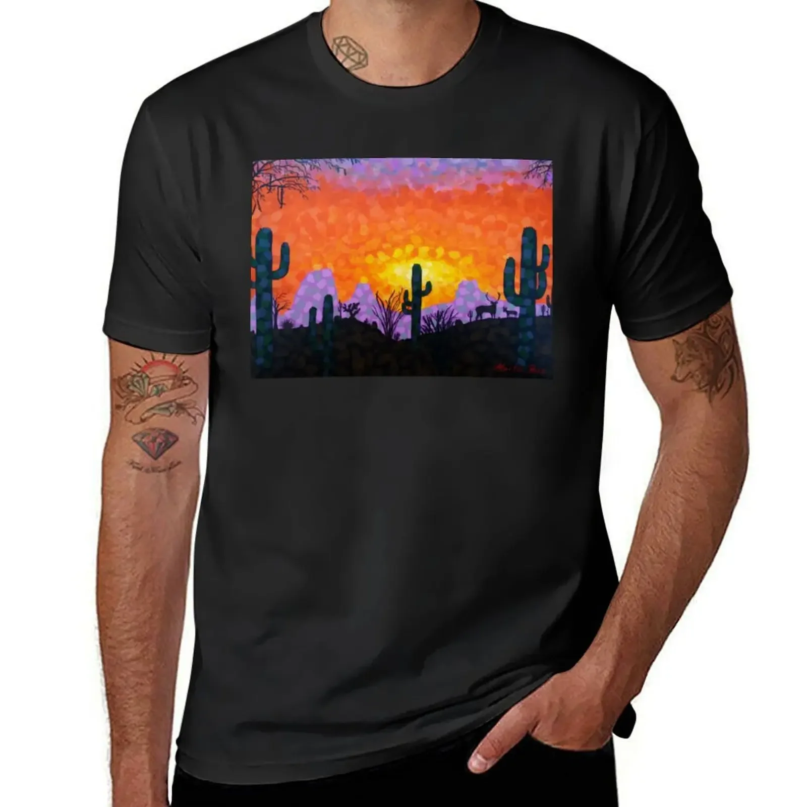 Sonoran Desert Sunset T-Shirt luxury clothing labubu graphic tee shirt Blouse fitted t shirts for men