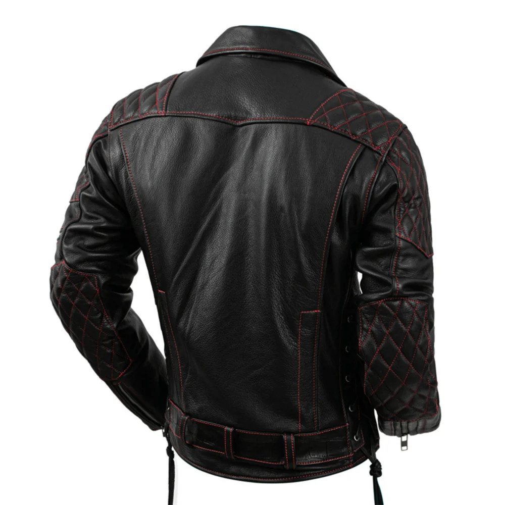 Autumn 2024 New Slim Fit Men's Natural Top Cowhide Leather Jacket Motorcycle Suit.Free Shipping