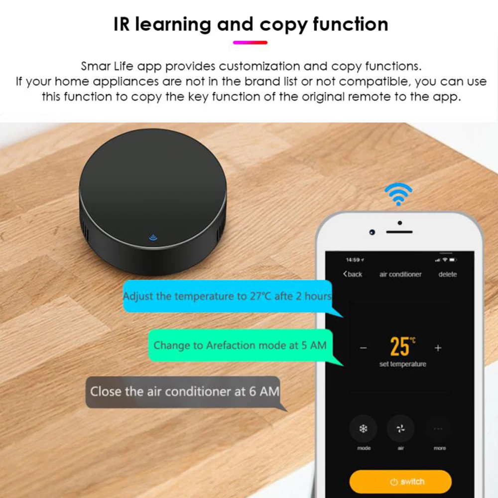 Tuya Smart IR Wifi Remote Control  For TV DVD AUD AC Air Conditioner Smart Home Works With Alexa Google Home Siri Yandex Alice