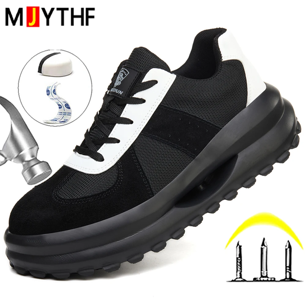 Image of Herren-Sicherheitsschuhe mit dicken Sohlen, pannensichere Arbeitsschuhe, Zehenschutzschuhe mit zusammengesetzter Zehenkappe, Anti-Smash-Fußschutzschuhe, leichte Herrenschuhe