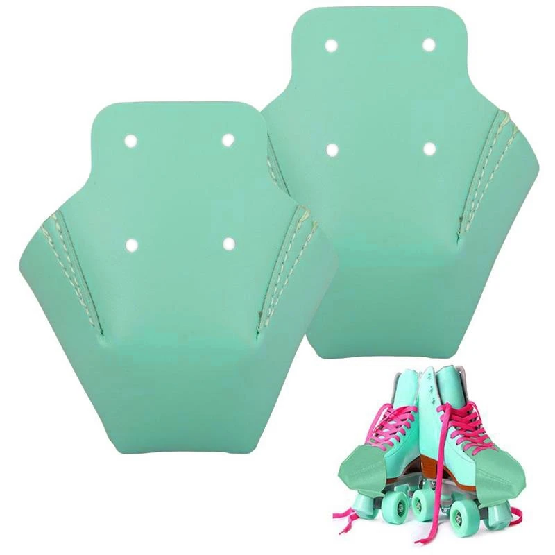 1 Pair Roller Skates Toe Cap Guards Protectors PU Roller Skate Cap with 4 Holes Toe Cap Guard Protectors Green