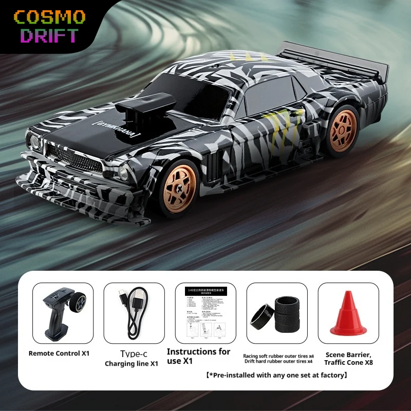 1/43 Mini RC Drift Car 4WD Full Proportional Electric Remote Control Racing Car Model with LED Lights Desktop Toy for Boys Kids