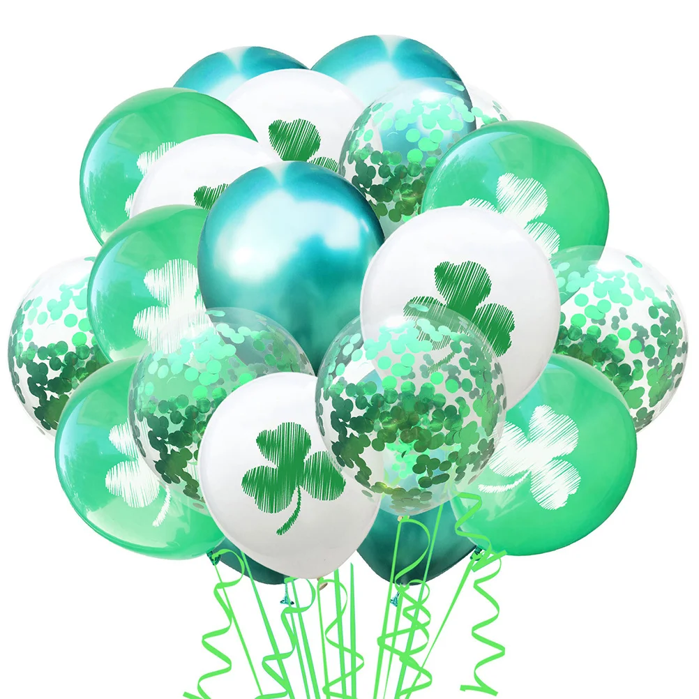 

1Set Clover Printed Balloons 12 Inches St Patrick Day Party Latex Balloons Kit Reusable Happy Festival Decoration