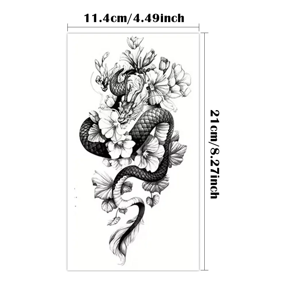 Wasserdicht Temporäre Tätowierung Aufkleber Drachen Schlange Rose Blume Dunklen Stil Totem Sexy Körper Kunst Arm Gefälschte Tattoos Hülse Frauen Männer