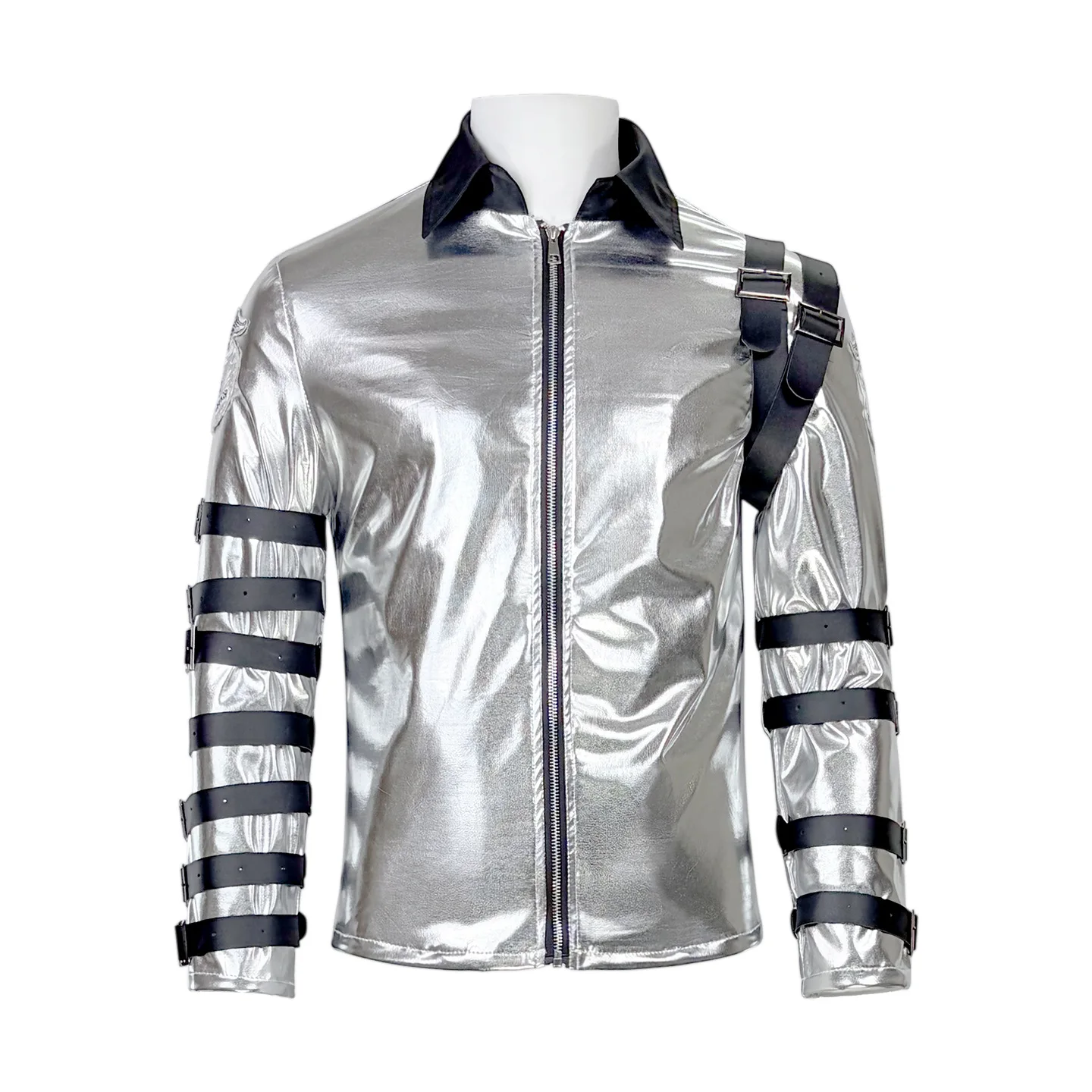Michael Jackson Adult Cosplay Costume Silver Jacket Cyberpunk Retro Rock Star for Stage Performance Halloween Comic Con view 2