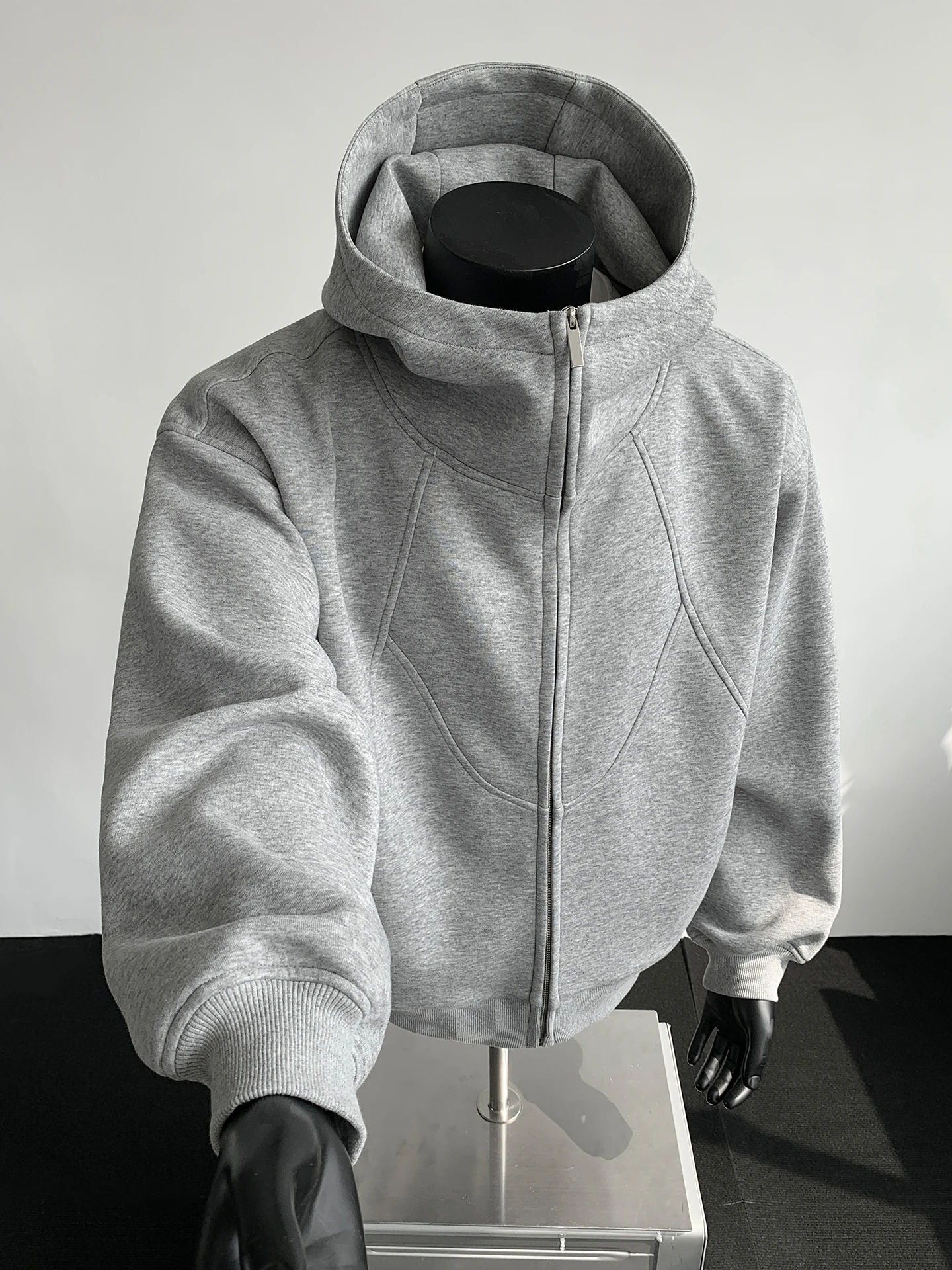 

Мужская толстовка-кардиган Heavyweight Deconstructed Patchwork с капюшоном и воротником-стойкой, осенне-зимняя, в американском стиле Cleanfit