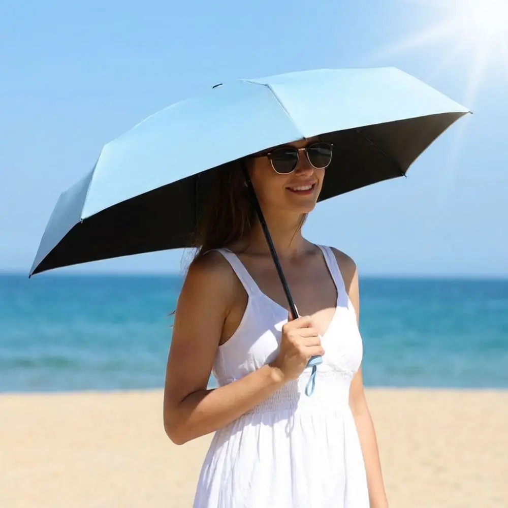

Ultra-Light Pocket Sunscreen Umbrella UV Protection Mini Dual-Use Umbrella with Storage Box Solid Color Folding Umbrella