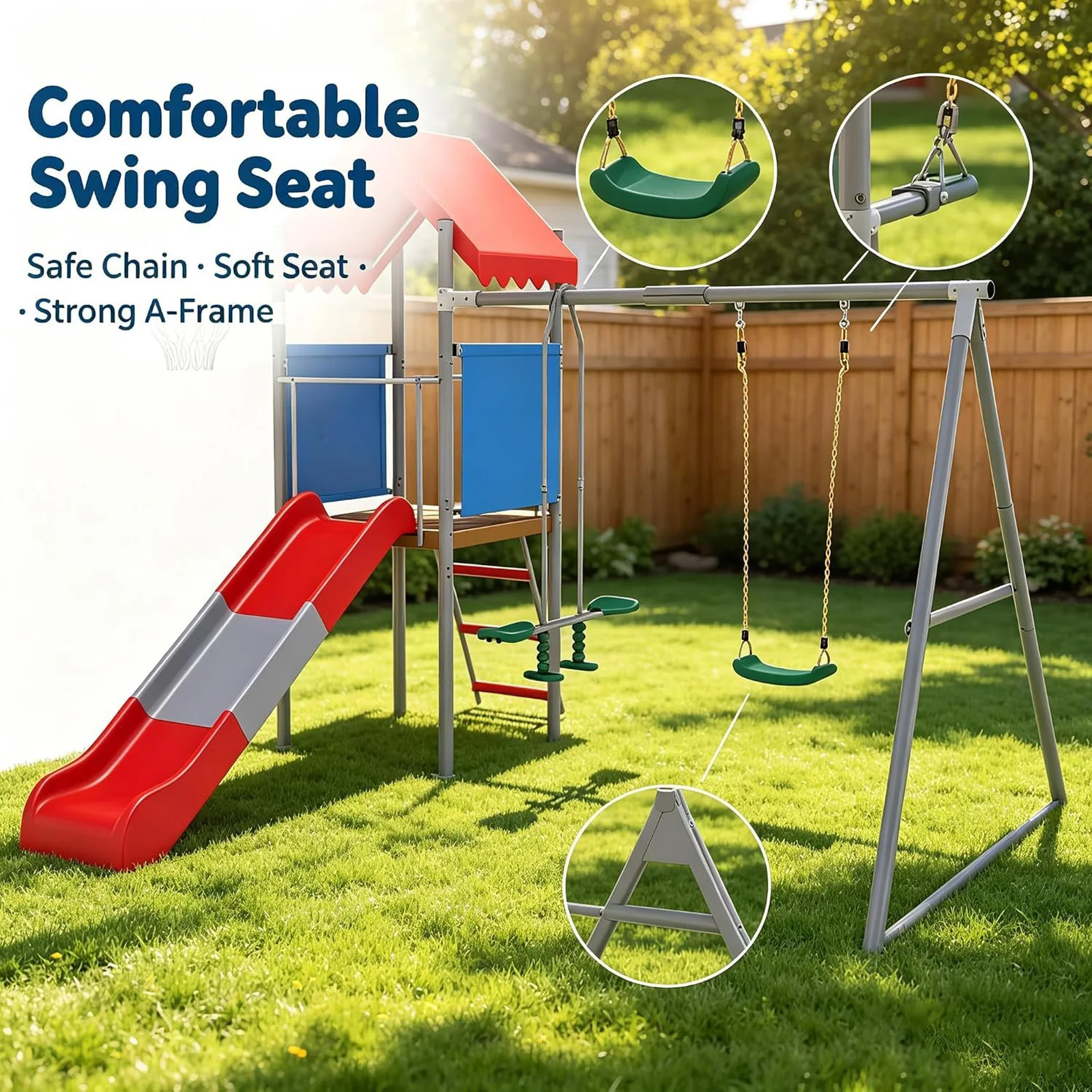 5-in-1 metalen schommelset met - Kids Outdoor Swing Set With Slide recensie en prijs