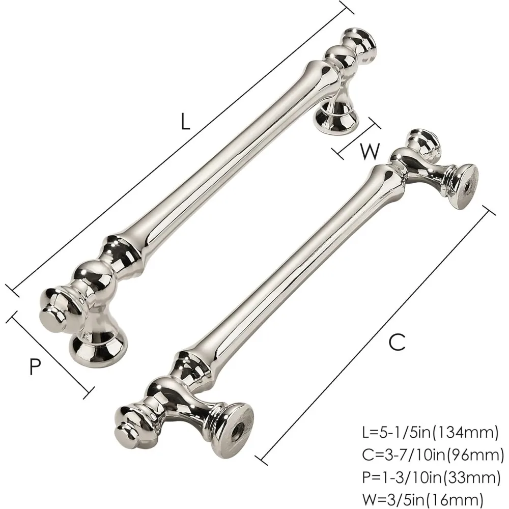 خزانة من النيكل المصقول مقاس 6-1/4 بوصة، 10 عبوات، أجهزة مطبخ حديثة، سبائك الزنك، مناسبة للخزائن والخزائن #6