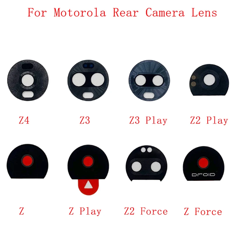 2Pcs Rear Back Camera Glass Lens For Motorola Moto Z Force Z2 Play Z3 Z4 Camera Glass Lens Repair Parts