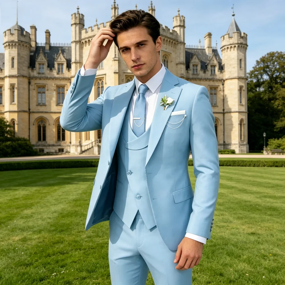 

Men's Three-Piece Suit Single-Breasted Jacket Waistcoat Trousers Set for Weddings Business Occasions And Everyday Wear