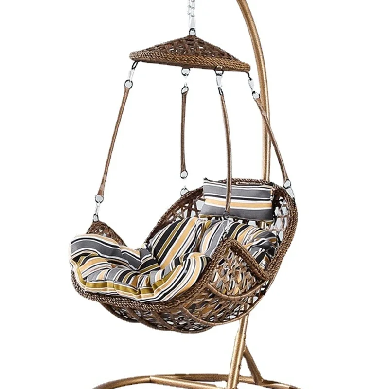 Basket rattan chair net  hanging chair lazy hammock rattan swing balcony outdoor home leisure villa