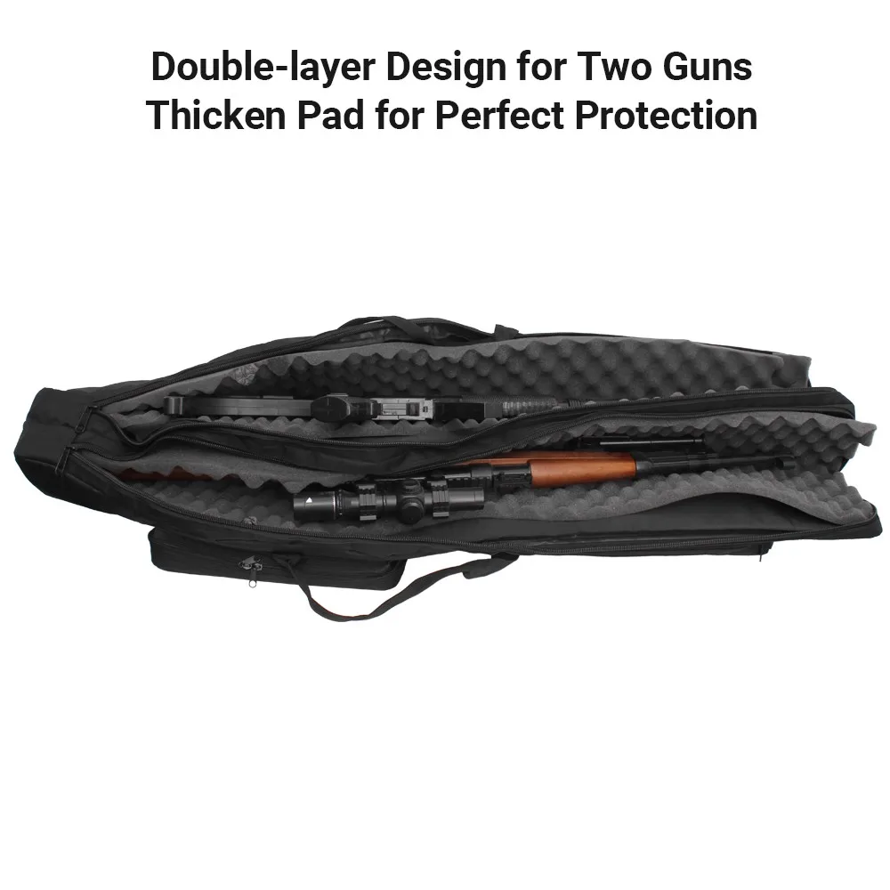 120cm Tactical Gun Bag Dual Rifle Bag Backpack Gun Carry Pouch Airsoft Shotgun Gun Padded Case Rifle Holster Outdoor Hunting Bag