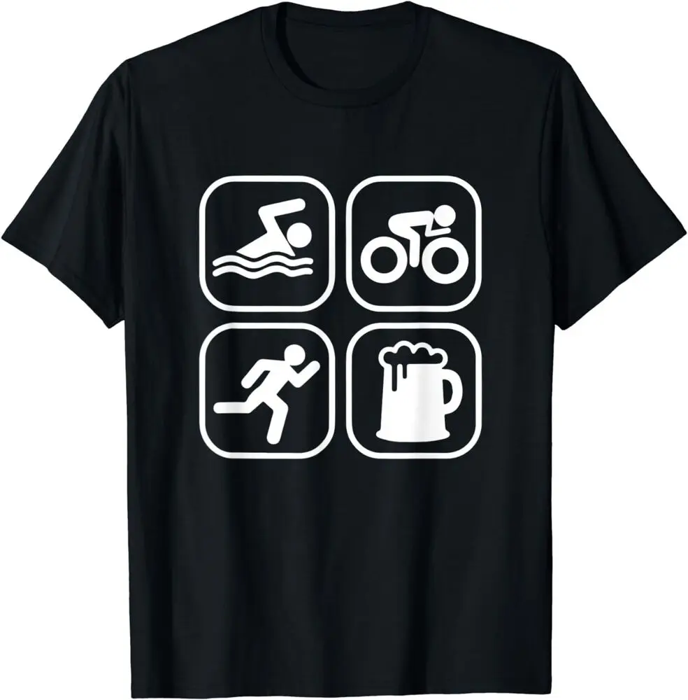 Swim Cycle Run And Beer Triathlon Gift Idea Unisex T-shirts For Men Women Summer Tees Cotton Luxury Brand Vintage Oversized