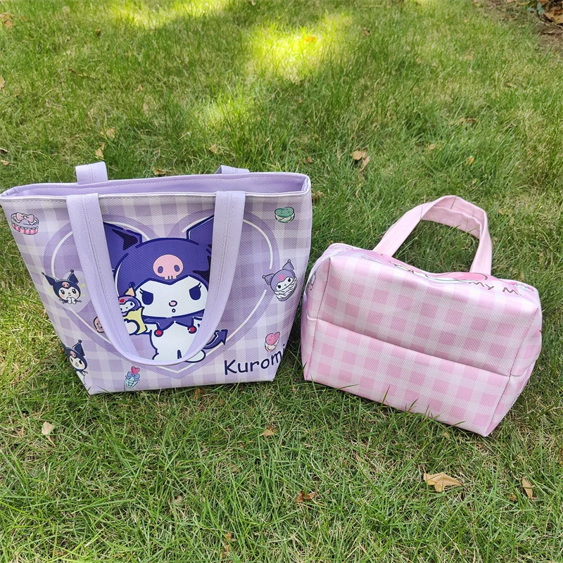 

Anime Cartoon Peripheral Leather Waterproof Widened Hand-Held Storage Bag Outdoor Tote Bag Rice Box Bag Bento Bag