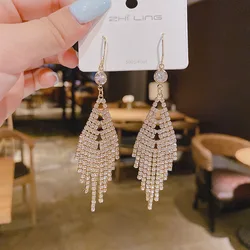 Jea. Angel Luxury Elegance Long Tassel Earrings For Women Fashion Personality Simple Zircon Eardrop Silver Color Party Jewelry