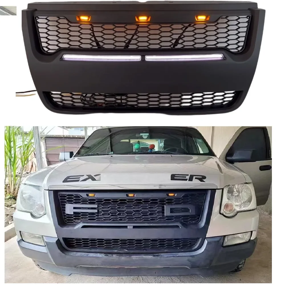 

Exterior Auto Accessories Auto Grills Fit For Explorer 2006 2007 2008 2009 2010 2011 Led Front Grille Grill Bumper Cover