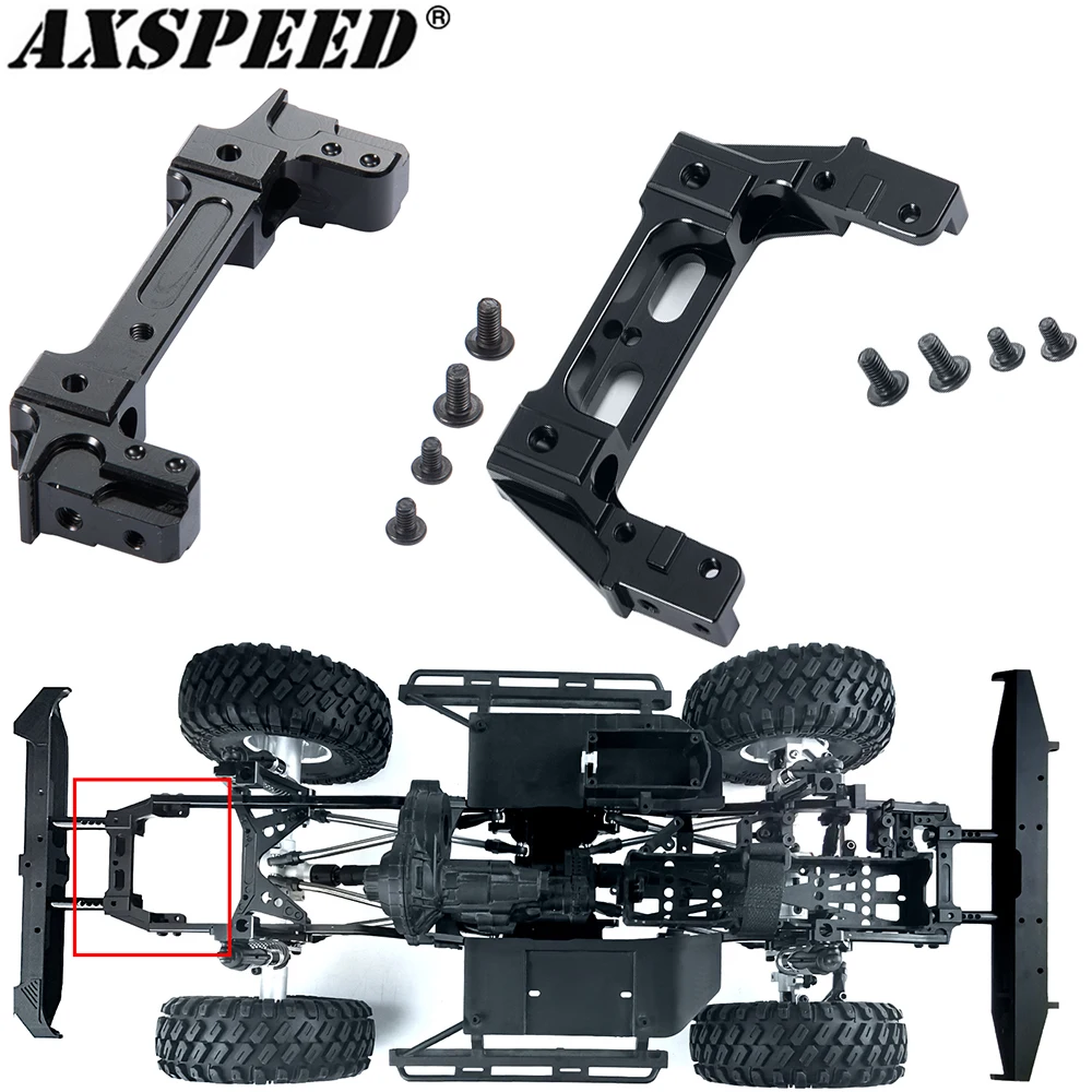 AXSPEED-Alumínio Liga Dianteira e Traseira Rail Bumper Montagens Servo Stand, Peças de atualização do carro, Axial SCX10 II 90046 1/10 RC Crawler