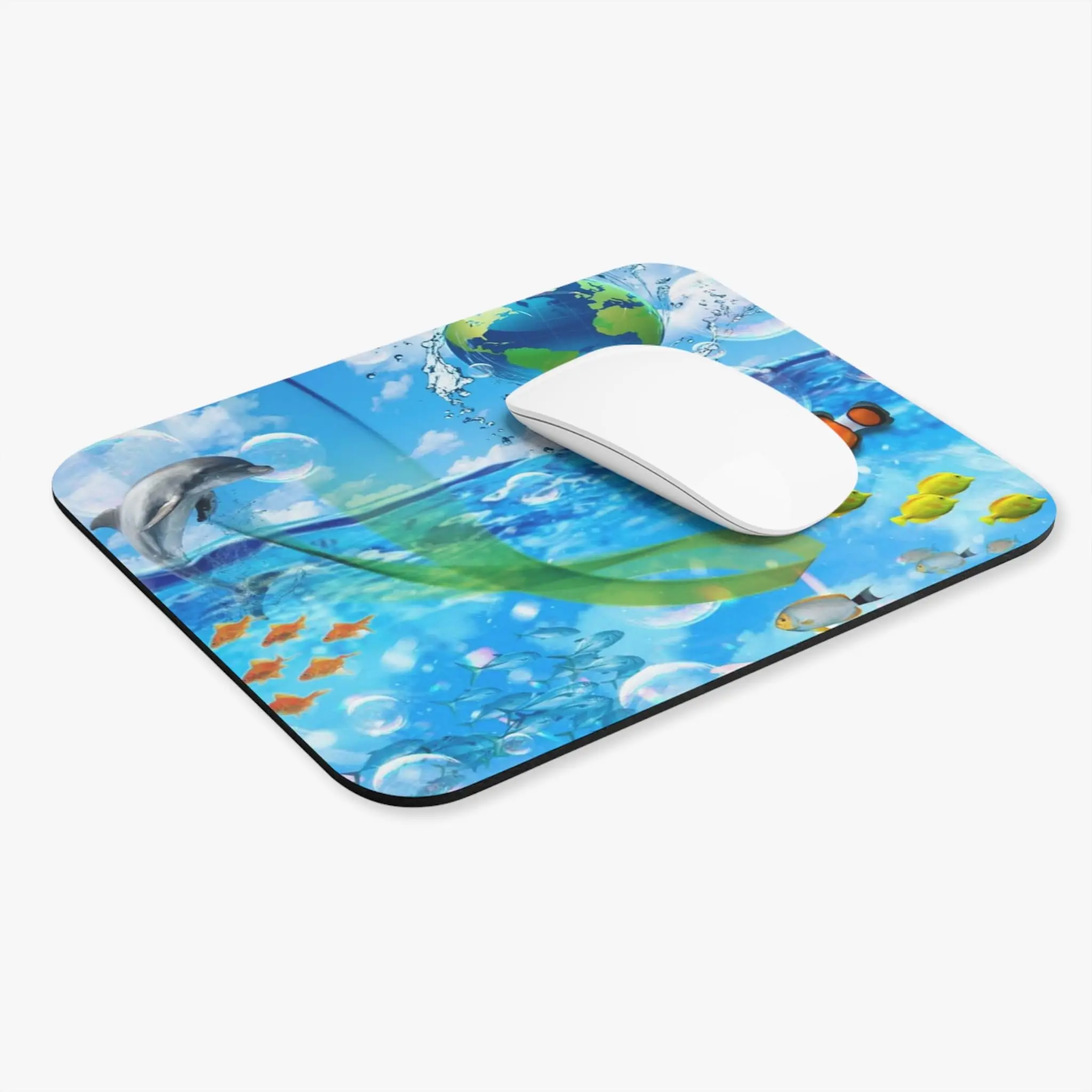 Frutiger Aero Tropical Aqua Fish Print Square Mouse Pads Lock Edge Gaming Mousepad Mouse Mat Keyboard Mats 22x18cm