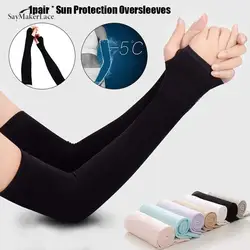 Nuovo 1 paio di maniche in seta di ghiaccio protezione solare polsino maniche antiscivolo estate uomo donna guanti Outdoor Riding Uv Sun Protect