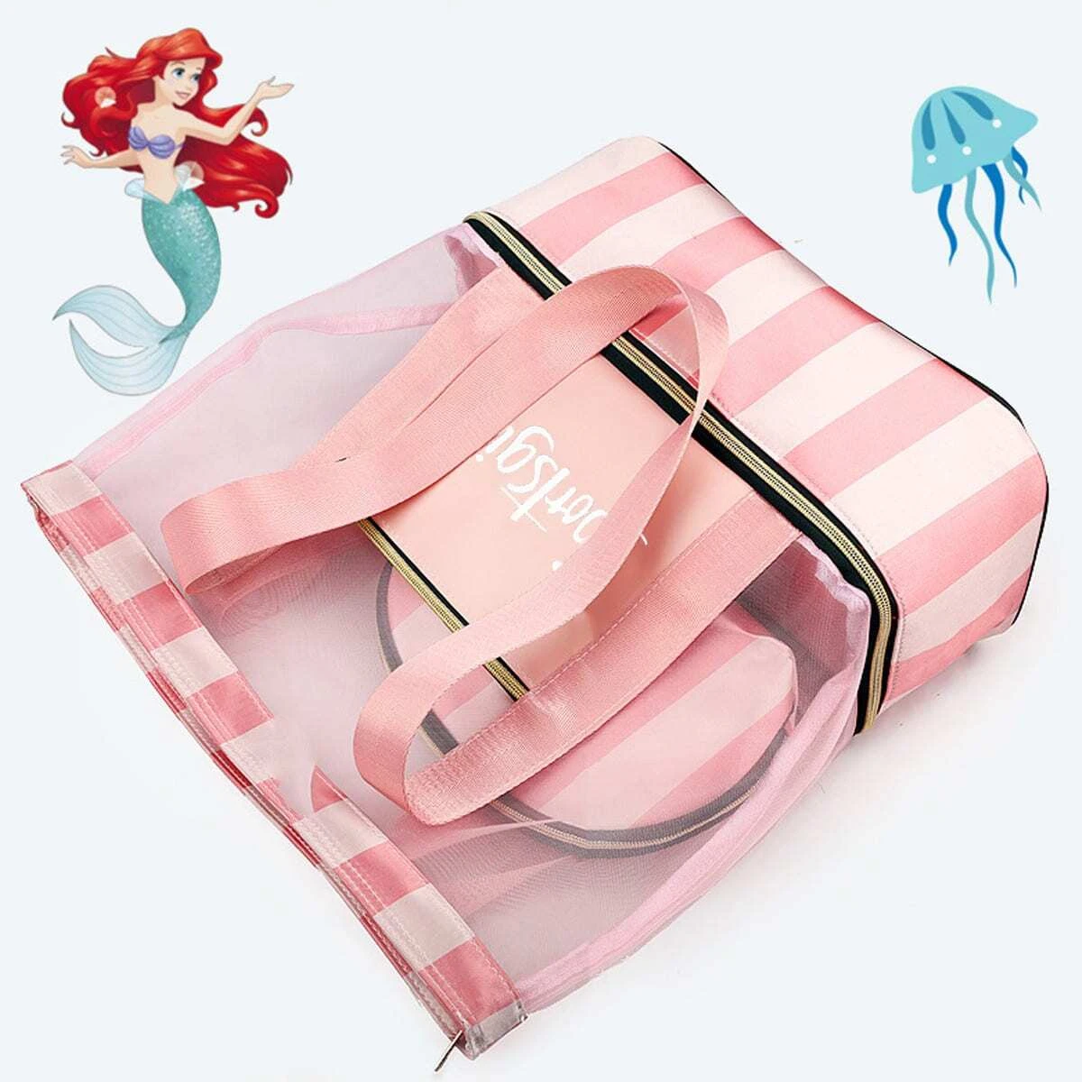 1pc Swimming Bag Wet And Dry Striped Pattern Fitness Bag Swimsuit Storage Bag Sports And Leisure Beach Bag