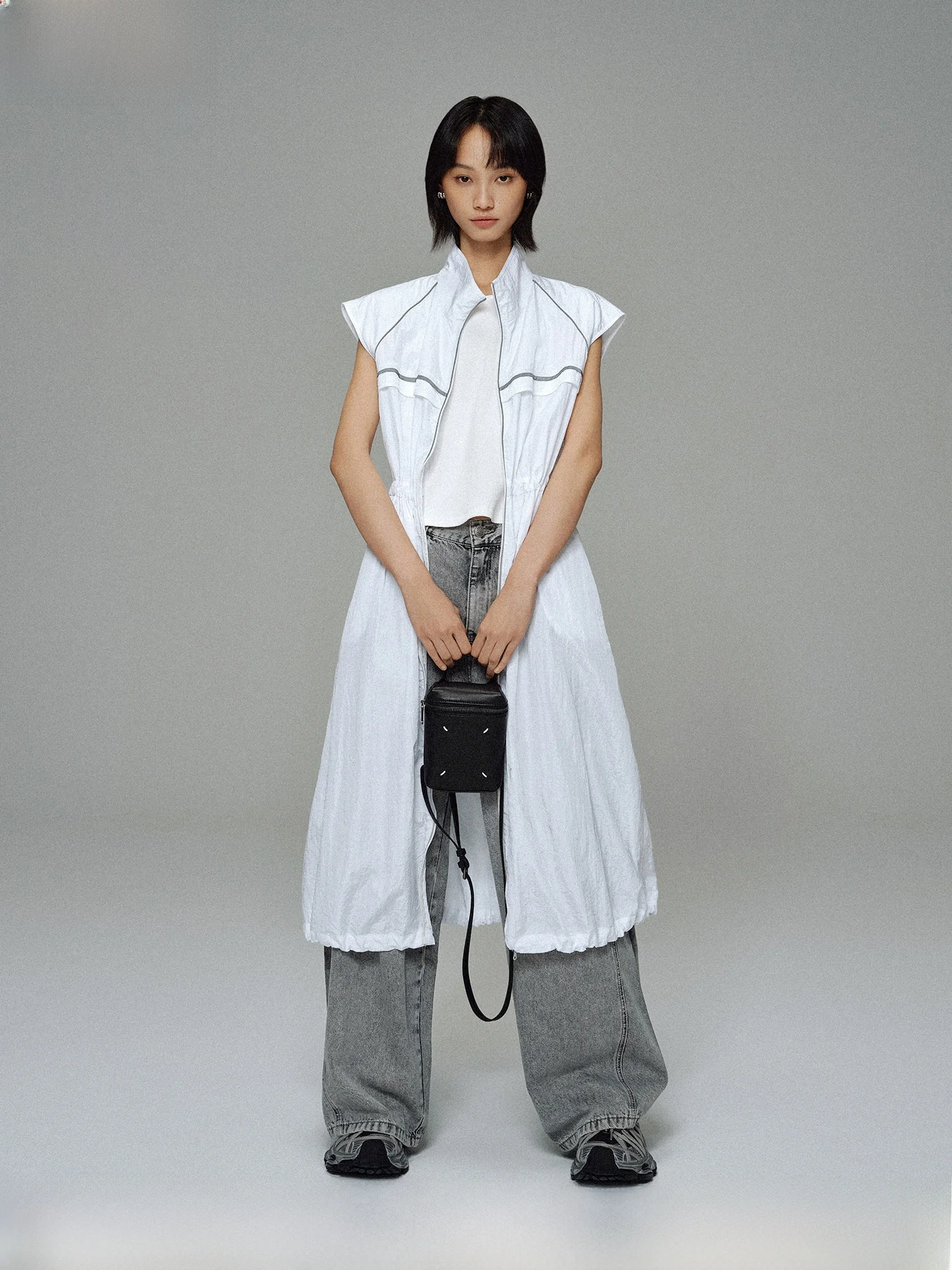 

Ретро повседневное женское длинное платье без рукавов с воротником-стойкой на молнии, новинка весны, свободное универсальное платье H-силуэта из нейлоновой ткани для путешествий